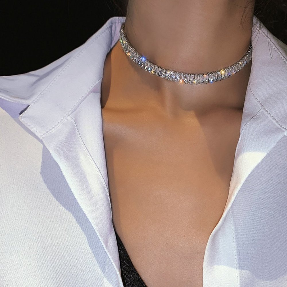 COPY - NEW 18K White Gold Baguette Square Diamond Necklace - Picture 3 of 9